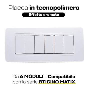 Frame Plate 6 Modules white - Matix Series Compatible