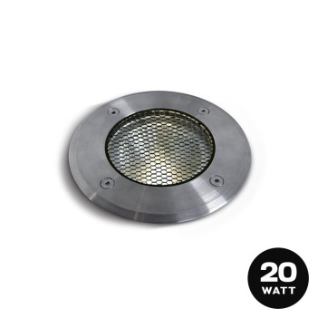 Segnapasso rotondo da incasso impermeabile IP67 in acciaio inox.