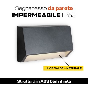 Segnapasso impermeabile IP65 1,5W 80lm rettangolare colore antracite