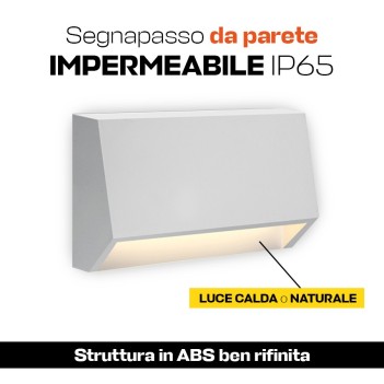 Segnapasso impermeabile IP65 1,5W 80lm rettangolare colore bianco