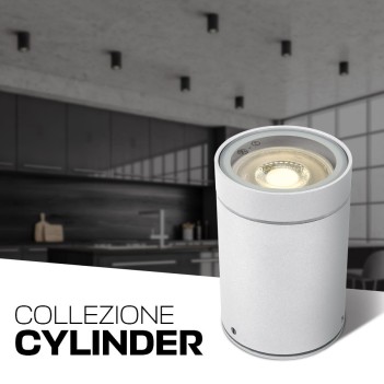 Cylindrical spotlight with GU10 socket waterproof IP54 color White