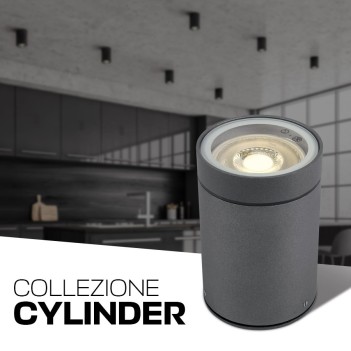 Cylindrical spotlight with GU10 socket waterproof IP54 color Anthracite
