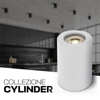 Ceiling Spotlight with GU10 Connection IP65 CYLINDER Series 130mm D72mm Spotlight White Color