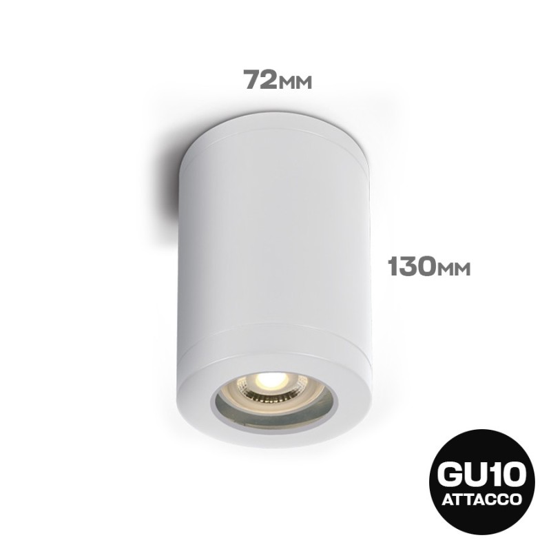 Faretto cilindrico con attacco GU10 impermeabile IP65 colore Bianco