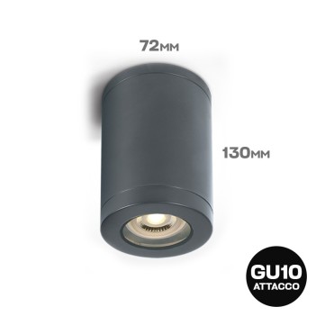 Faretto cilindrico con attacco GU10 impermeabile IP65 colore antracite