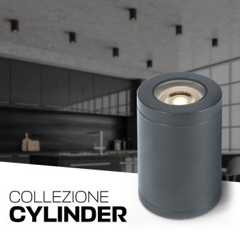 Ceiling Spotlight with GU10 Connection IP65 CYLINDER Series 130mm D72mm Spotlight anthracite Color
