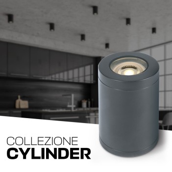 Faretto cilindrico con attacco GU10 impermeabile IP65 colore antracite
