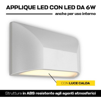 Applique da muro 6W 300lm 220mm serie Garden 220V IP65 - Bianca