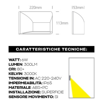 Garden series 6W 300lm 220mm wall sconce 220V IP65 - Anthracite