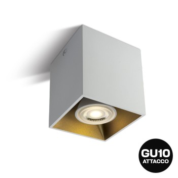 Faretto quadrato con attacco GU10 colore bianco riflettore dorato