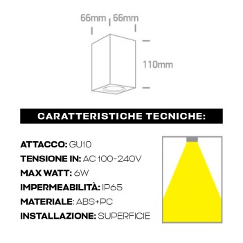 Ceiling Spotlight with GU10 IP65 Square 110mm D66mm Spotlight Series anthracite