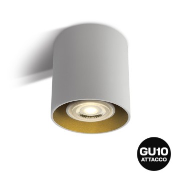 Spotlight cilindrico con attacco GU10 colore bianco riflettore dorato