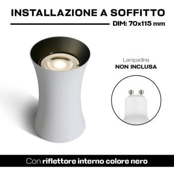 Ceiling Spotlight with GU10 Connection IP20 Cylinder Series 115mm D70mm Spotlight Colour White