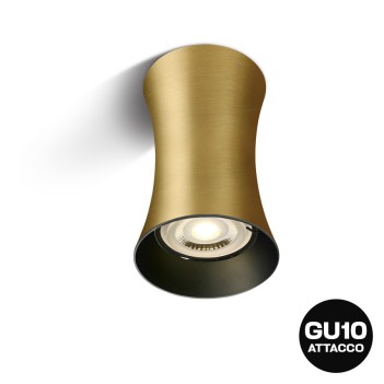 KING LED | Spotlight cilindrico con attacco GU10 dorato con riflettore nero