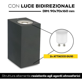 Applique con luce bidirezionale attacco GU10 impermeabile IP54 - Antracite