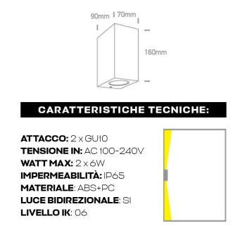 Applique con luce bidirezionale attacco GU10 impermeabile IP54 - Antracite