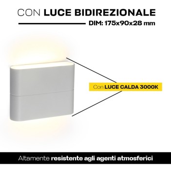 Applique bianca con luce bidirezionale 6W impermeabile IP54 da esterno