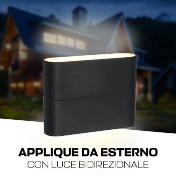 Applique luce bidirezionale 6W impermeabile IP54 antracite da esterno