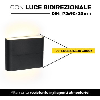 Applique luce bidirezionale 6W impermeabile IP54 antracite da esterno