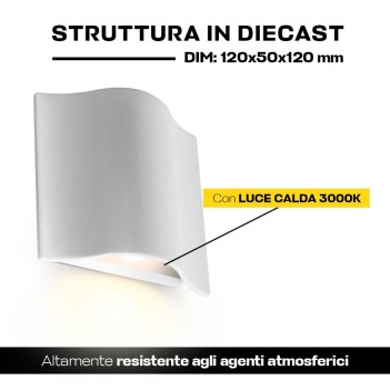 KING LED | Applique da esterno colore bianco 6W impermeabile IP54