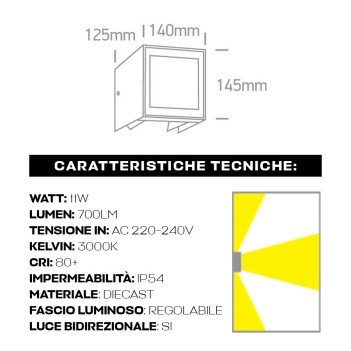 Wall light 11W 700lm 140mm Garden series 220V IP54 Two-way light - Anthracite