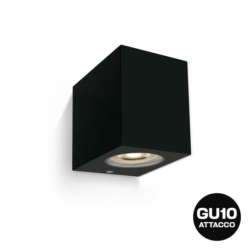 Applique nera a cubo con attacco GU10 impermeabile IP54 per esterno