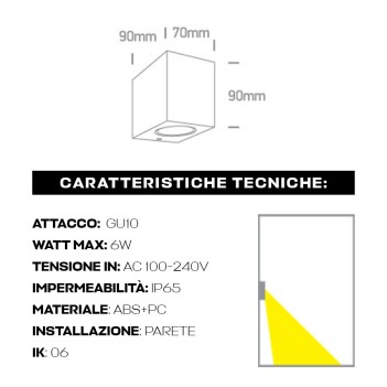 Wall light with GU10 socket Garden series 90mm 220V IP65 - White