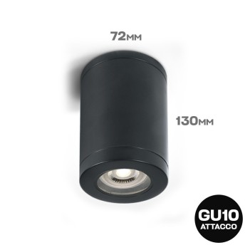 Ceiling Spotlight with GU10 Connection IP65 CYLINDER Series 130mm D72mm Spotlight black Color