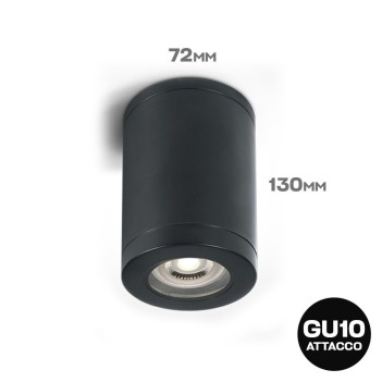 Faretto cilindrico con attacco GU10 impermeabile IP65 colore nero