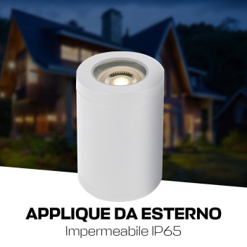 Faretto cilindrico con attacco GU10 impermeabile IP65 colore bianco