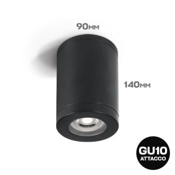 Ceiling Spotlight with GU10 Connection IP65 CYLINDER Series 140mm D90mm Spotlight black Color