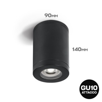 Faretto cilindrico con attacco GU10 impermeabile IP65 colore nero