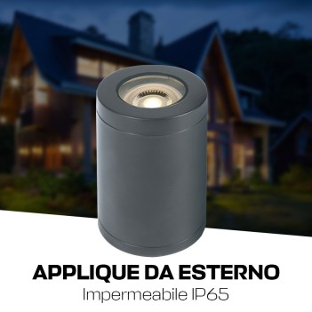 Faretto cilindrico con attacco GU10 impermeabile IP65 colore antracite