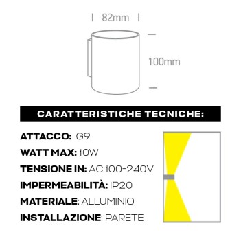 KING LED |  Wall light with G9 socket IP20 Cylinder Series 100mm D82mm bi-directional light Spotlight Colour white
