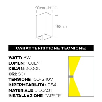 Applique da muro 6W 400lm 3000K 166mm serie Garden 220V IP54 - bianco