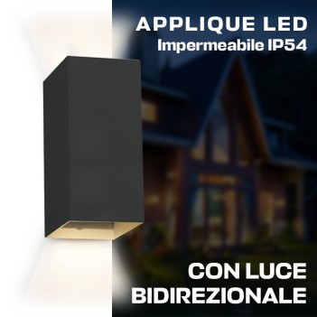 Applique da muro 6W 400lm 3000K impermeabile 220V IP54 colore nero