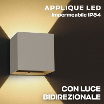 Applique a cubo 6W 400lm 3000K impermeabile 220V IP54 colore bianco