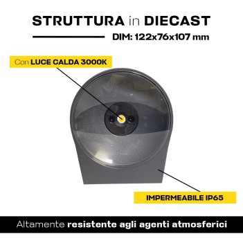 Lampada da esterno da parete 6W impermeabile IP65 - Antracite