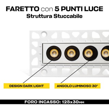 SQUARE SERIES 10W 480lm 36D recessed spotlight with 125x30 mm hole colour White