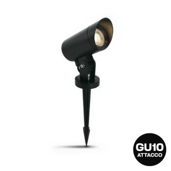 Faretto con picchetto con attacco GU10 D70mm serie Garden 220V IP65 - Nero