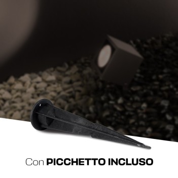 KING LED | Faretto con picchetto quadrato impermeabile IP65 1W antracite