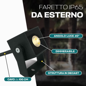 KING LED | Faretto con picchetto quadrato impermeabile IP65 1W antracite