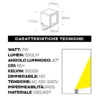 Spotlight with spike 7W 220V D80mm Garden series IP65 - Anthracite