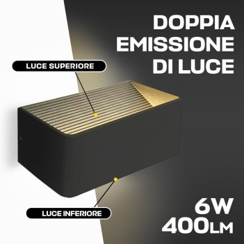 Applique nera da muro 6W 400lm 200mm Serie Backlight 220V IP20