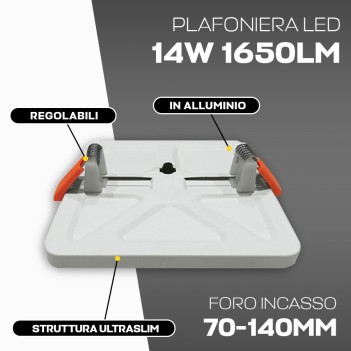 Downlight Plafoniera da Incasso 14W 1650lm IP20 alette da incasso regolabili