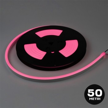 Flexible Led Neon 50mt 350W 12V IP67 - Pink Light Cut 1cm - 120DX-12S Series
