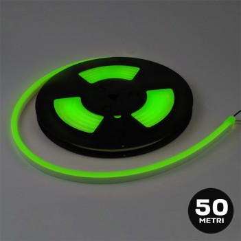 Flexible Led Neon 50mt 350W 12V IP67 - Green Light Cut 1cm -