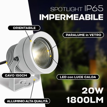 Spotlight with spike 20W 220V D114mm Garden series IP65 3000K - White