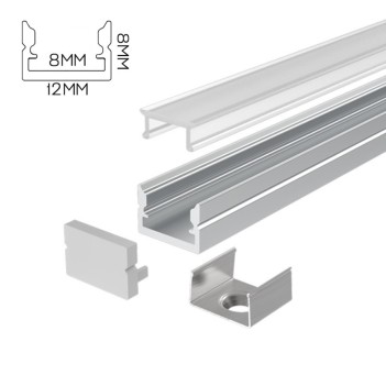 Profilé LED - Série U15 - 1,5 mètre - Noir - Diffuseur opaque - Decoreno