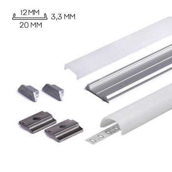 Profilo in Allumino Pieghevole ARC12 per Striscia Led - Anodizzato 2mt - Kit Completo